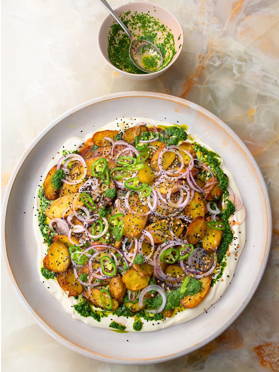 Chaat Masala Potatoes with Yoghurt