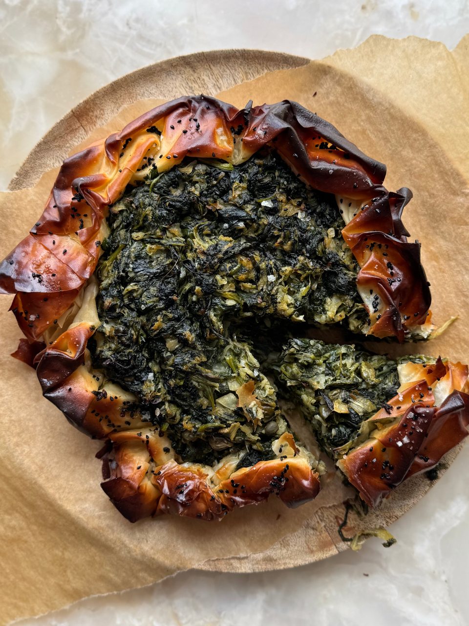 Fennel and tarragon spinach pie