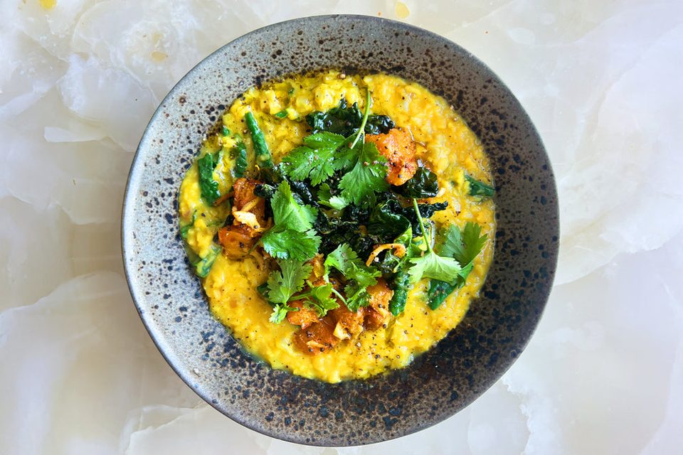 Red lentil dal with butternut squash