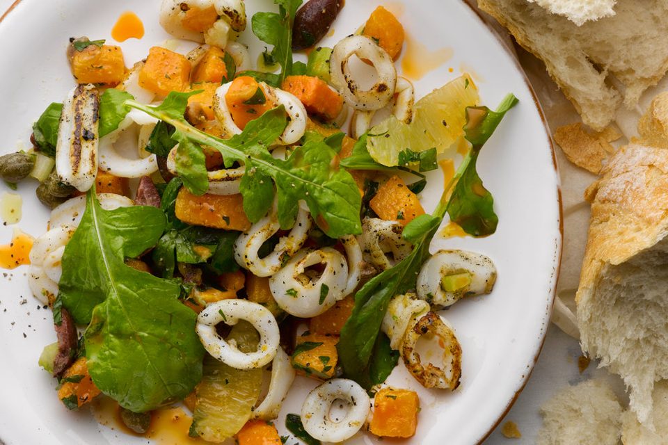 Squid with Sweet Potato and Lemon Salsa
