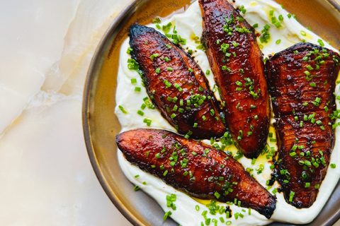 Glazed hasselback sweet potatoes
