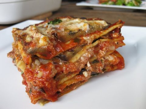 Vegan lasagna with zucchini and eggplant