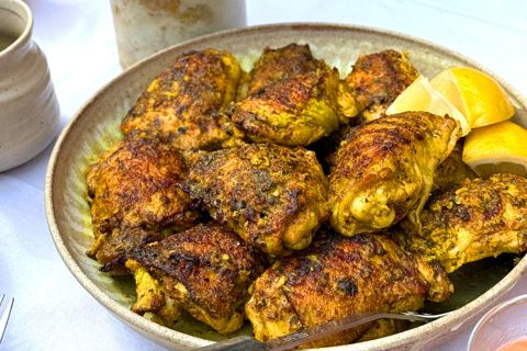 Marinated chicken thighs with fenugreek and ginger