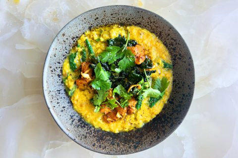Red lentil dal with butternut squash