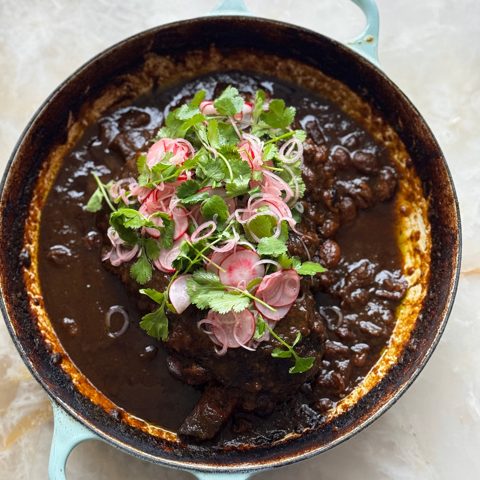 Roasted lamb with tamarind, coriander and radish salsa